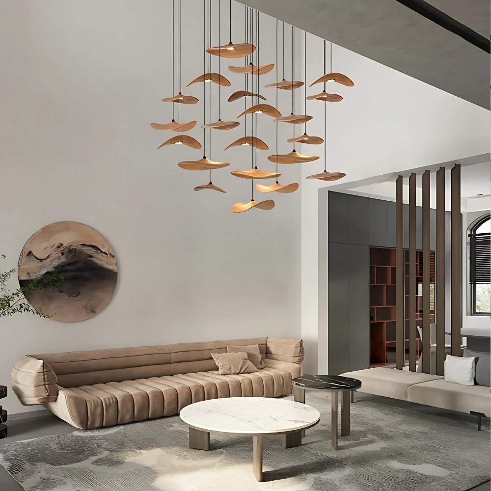 Bidi Multi Light Pendant Chandelier for high ceiling staircase and foyer lighting