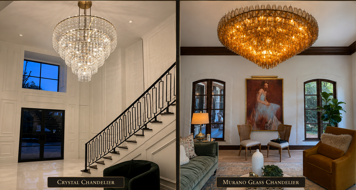 Murano-Style Glass Crystal Chandeliers lighting example
