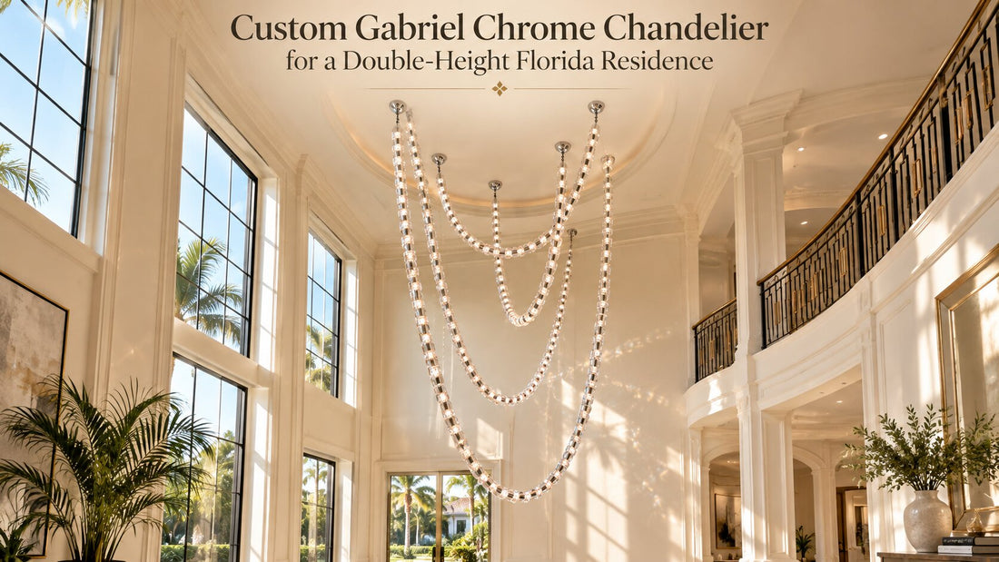 Custom Gabriel Chrome Chandelier for a Double-Height Florida Residence