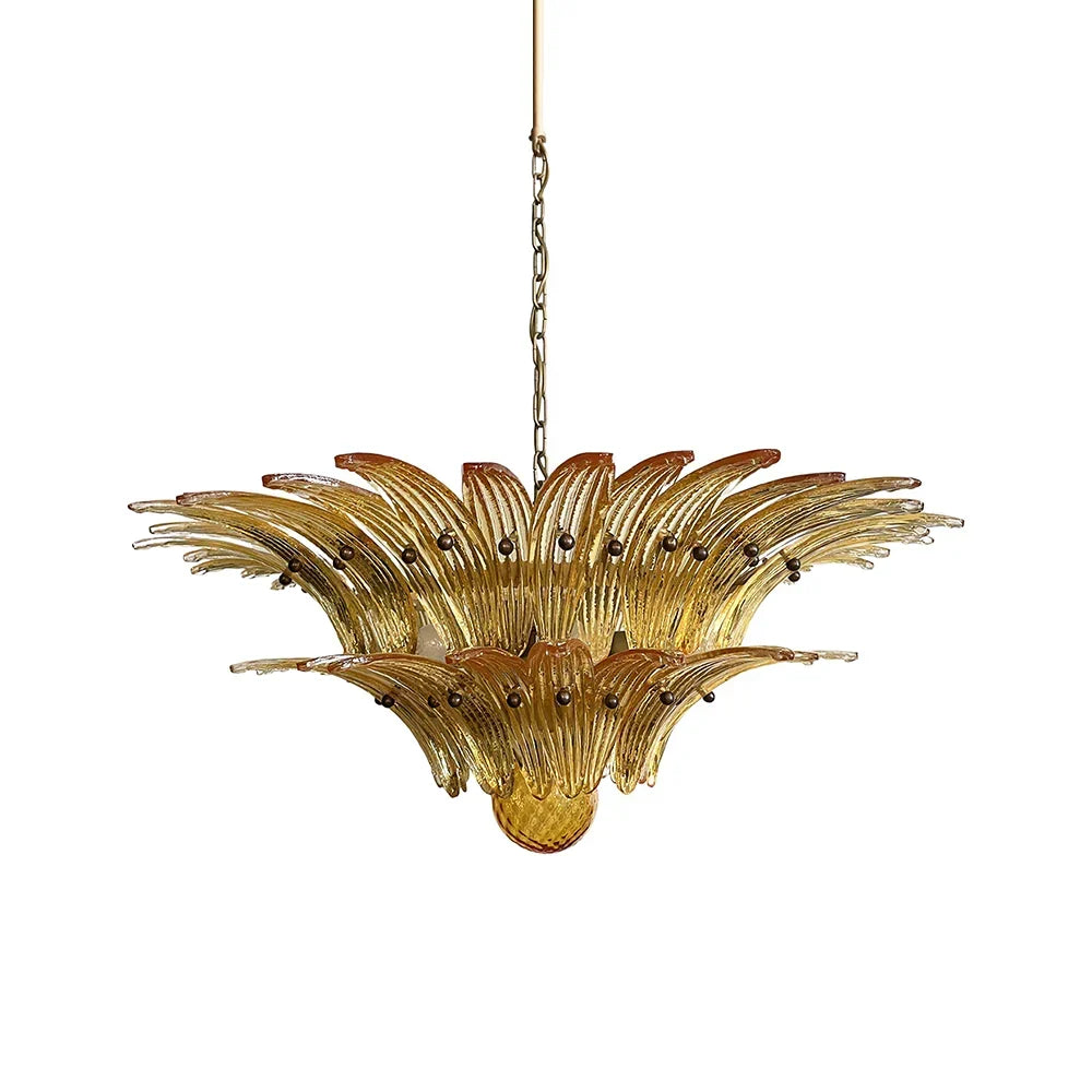 Murano-Style Palmette Amber Chandelier