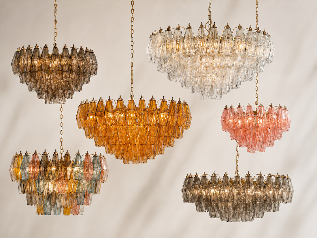 Murano-Style Poliedri Chandelier : Faceted Glass, Color, and Room Fit lighting example