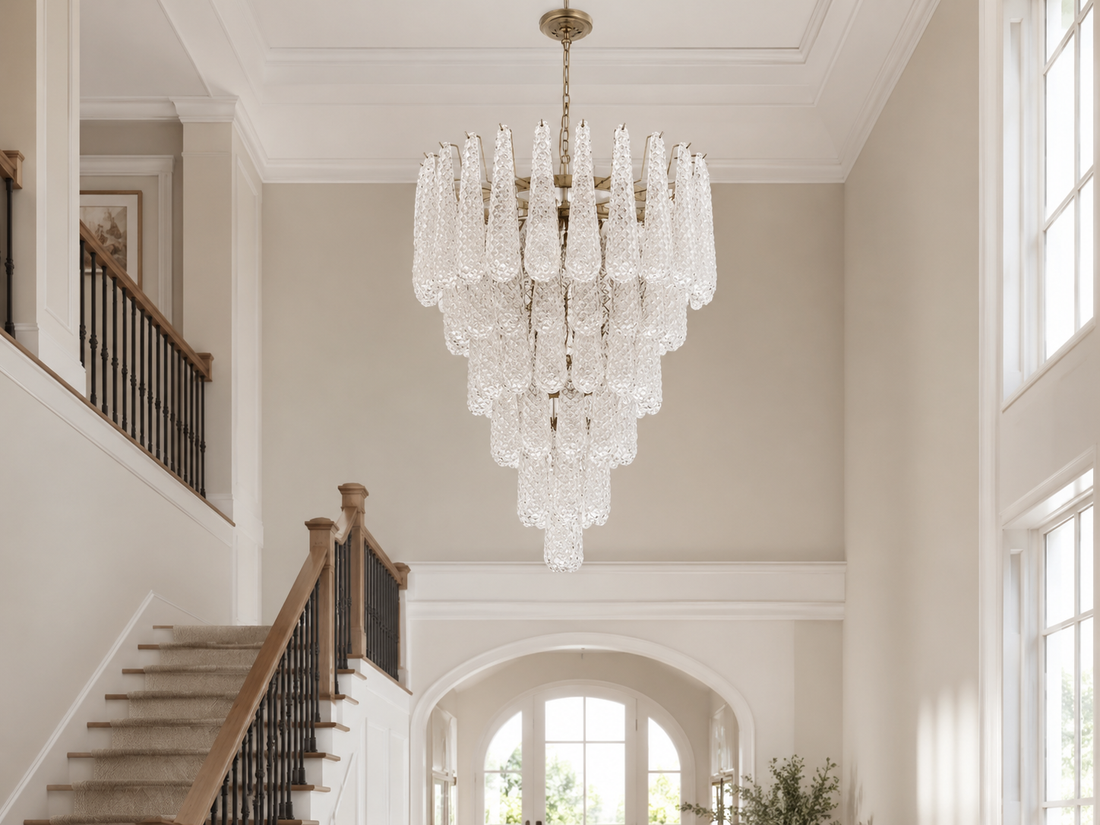 Murano-Style Drop Chandelier : Cascading Glass for Tall Spaces lighting example