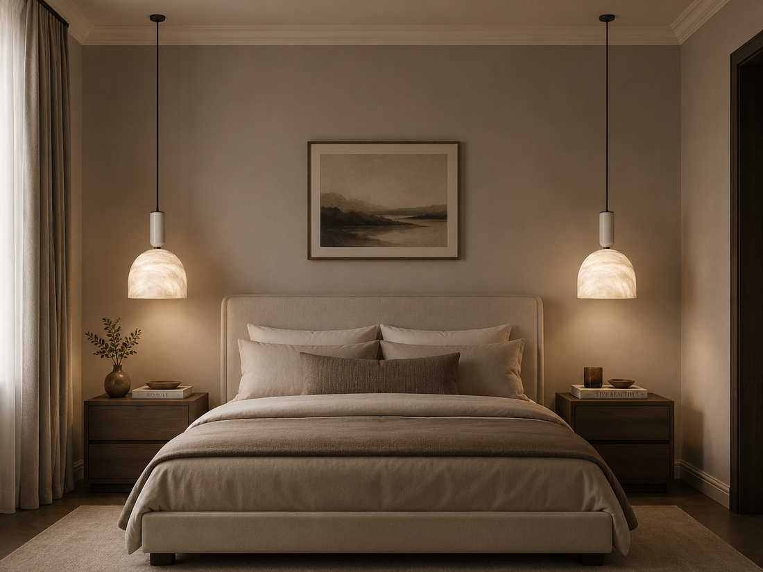Alabaster Bedside Pendant Lights: Height, Size, and Placement lighting example