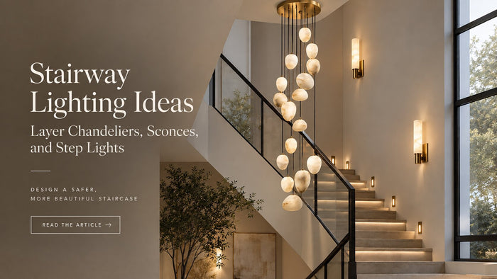 Stairway Lighting Ideas: Layer Chandeliers, Sconces, and Step Lights