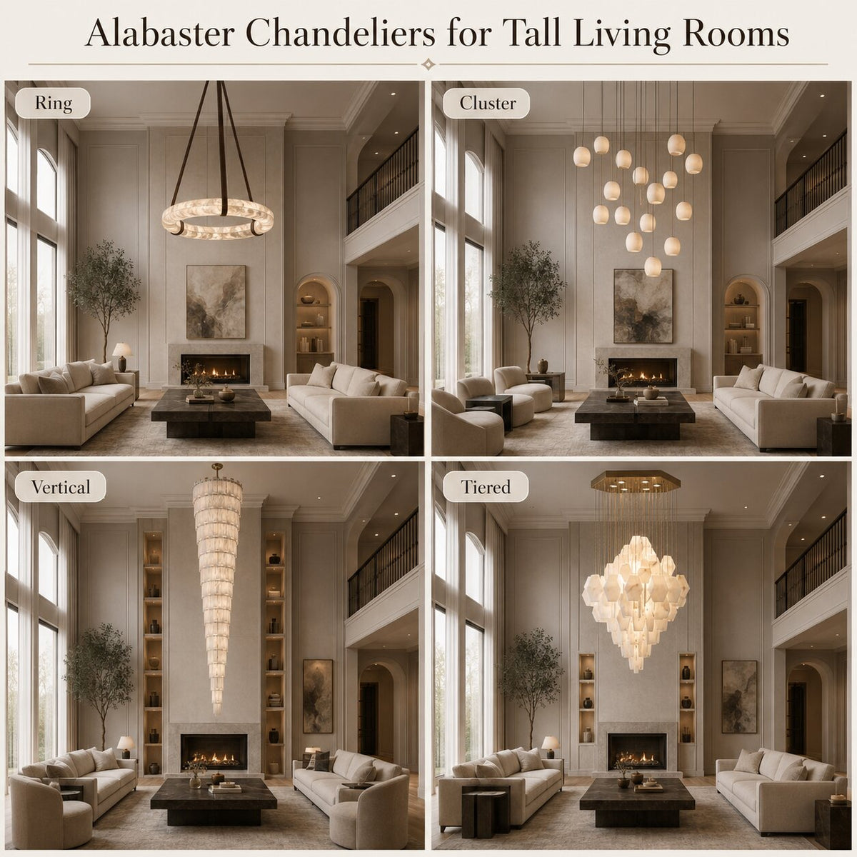 Alabaster Chandelier for a Double-Height Living Room: Layout and Layering Guide