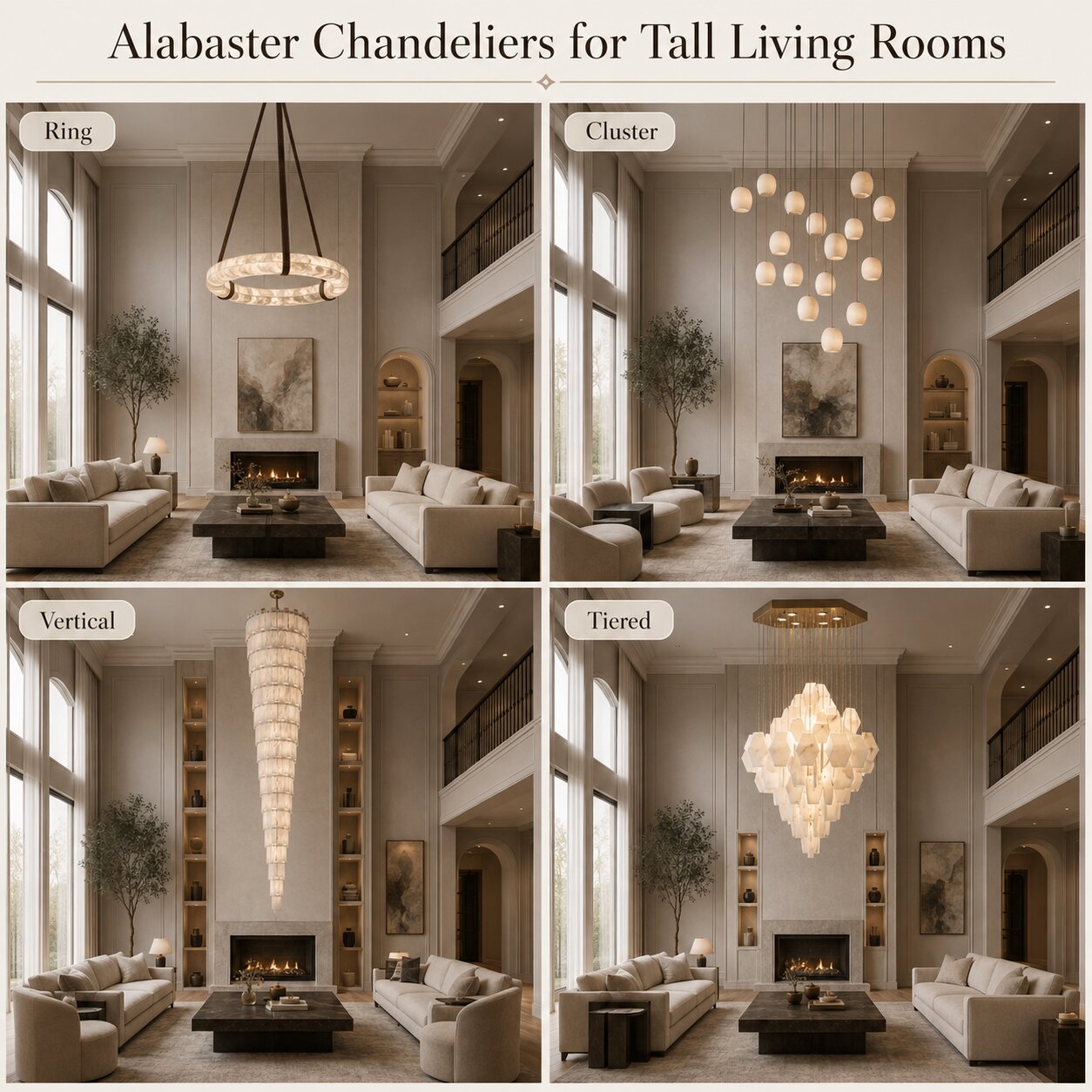 Alabaster Chandelier for a Double-Height Living Room: Layout and Layering Guide