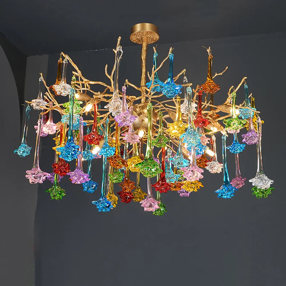 Tree Branch Glass Colorful Chandelier by Bling Lighting Studio