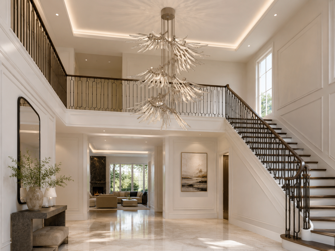 Plan Access for Cleaning a Staircase Chandelier lighting example