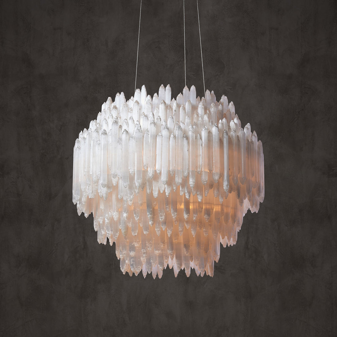 Art Selenite Round Chandelier for Dining Rooms