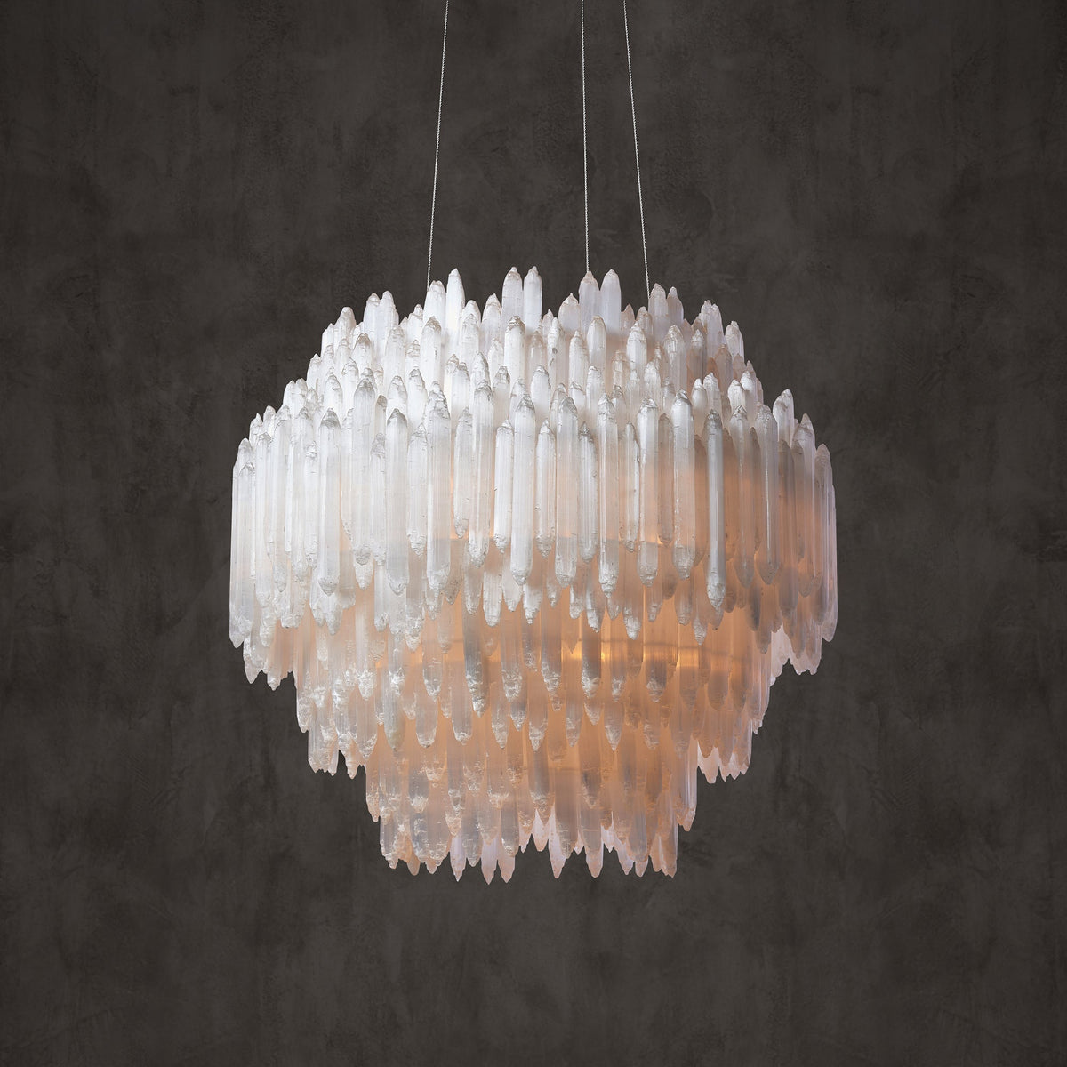 Art Selenite Round Chandelier for Dining Rooms
