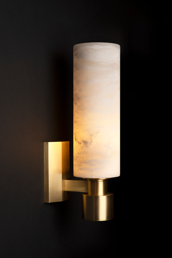 Ashton wall sconce with cylindrical alabaster shade