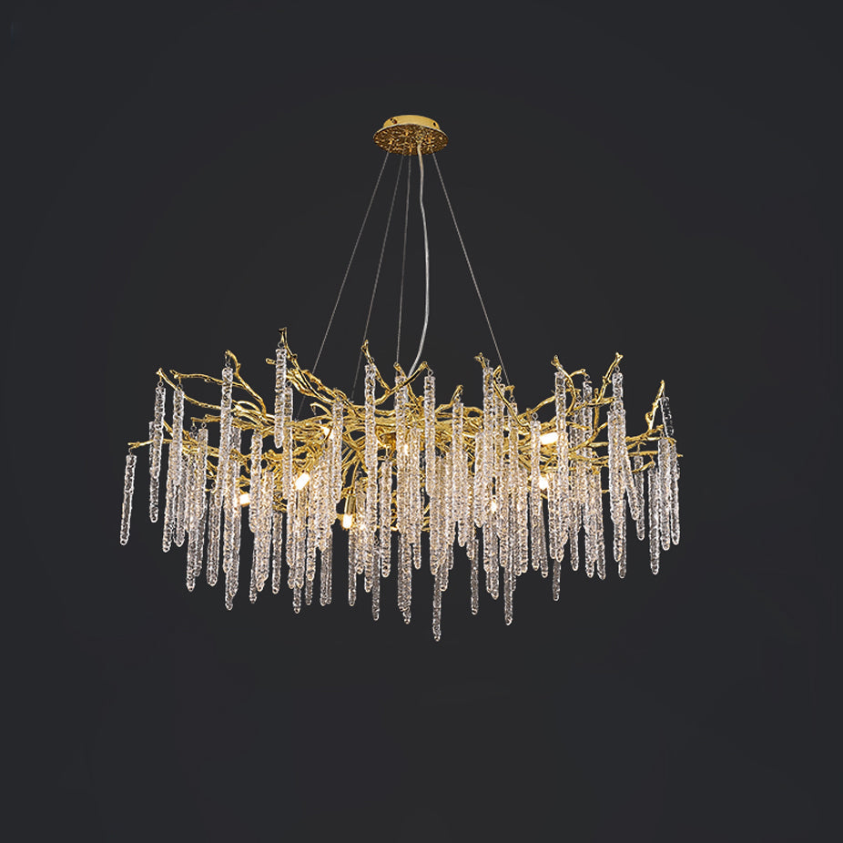 Crystal Icicles Branch Brass Chandelier by Bling Lighting Studio