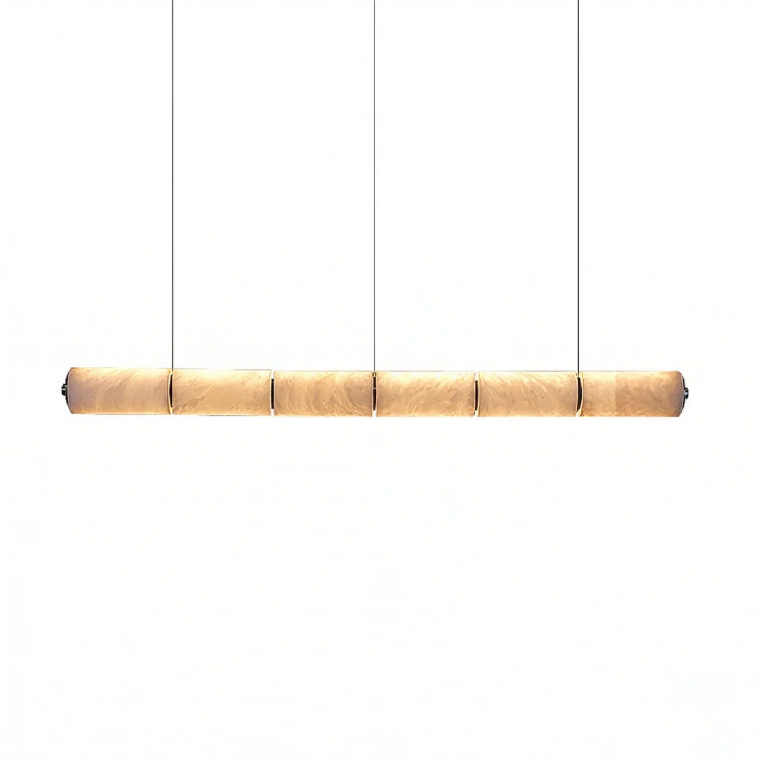 Horizontal alabaster LED bar with suspended supports