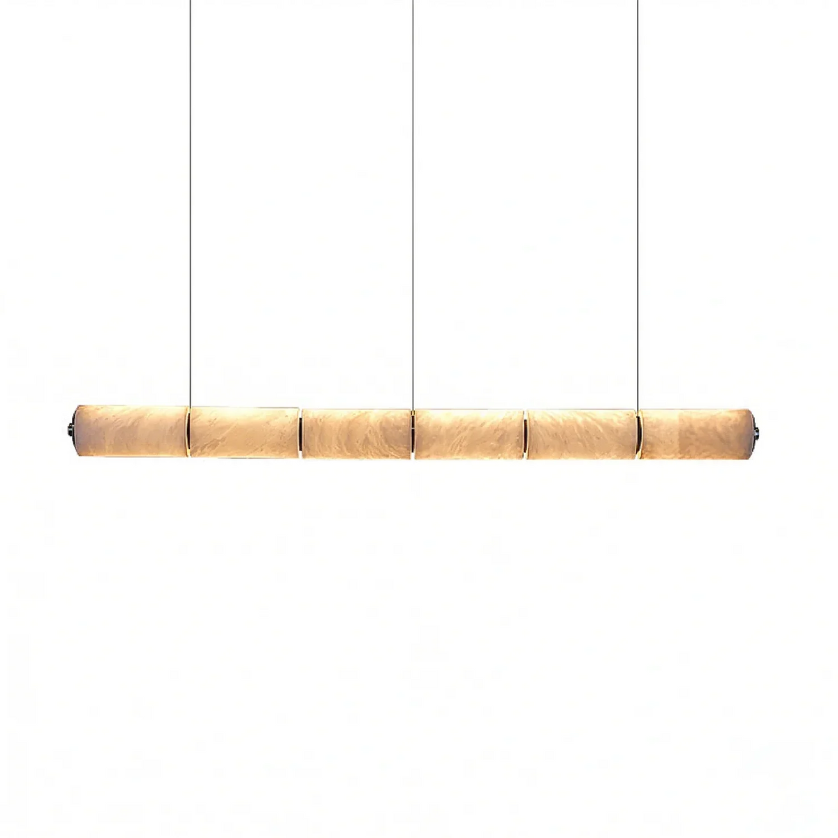 Horizontal alabaster LED bar with suspended supports