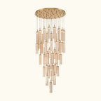 Chandelier with gold finish on a white background