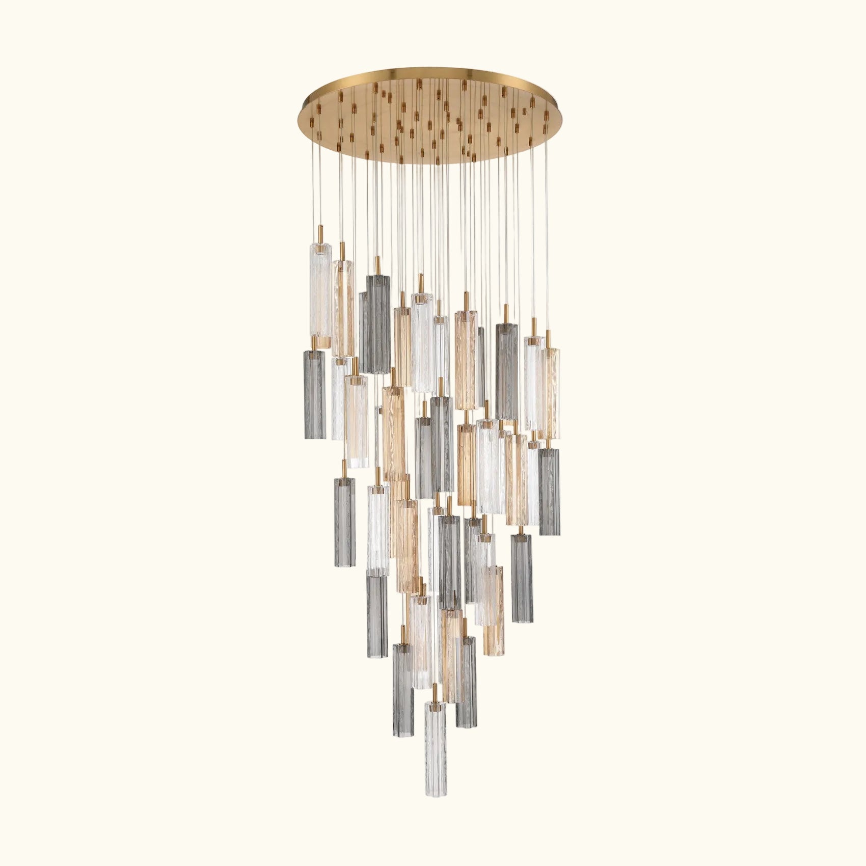 Chandelier with cylindrical lights on a white background