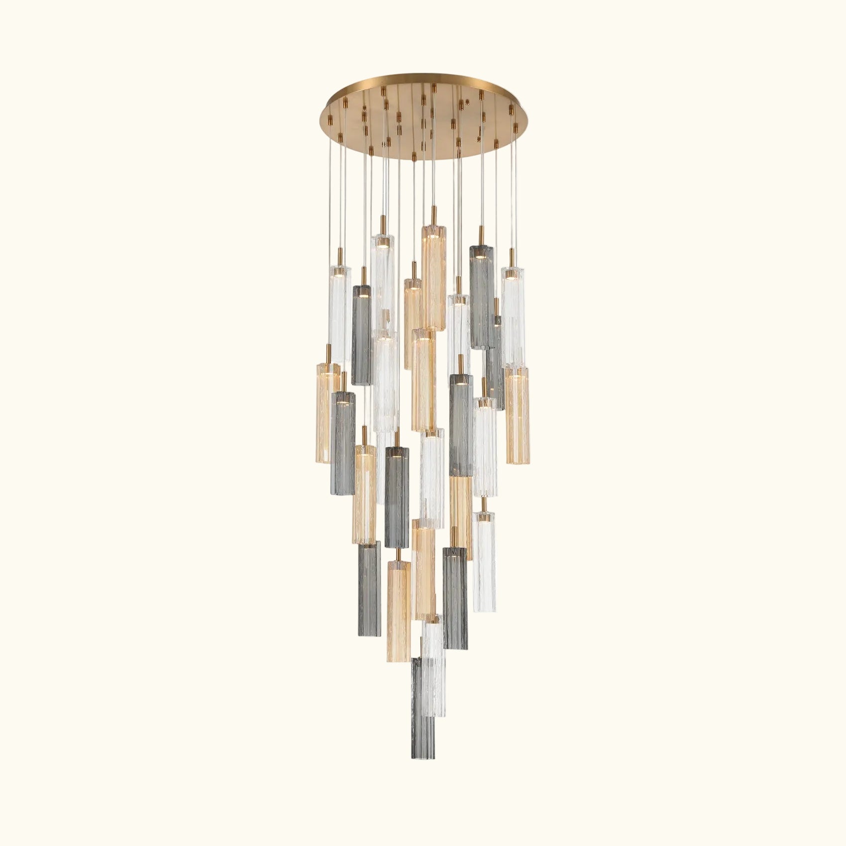 Modern chandelier with cylindrical lights on a white background
