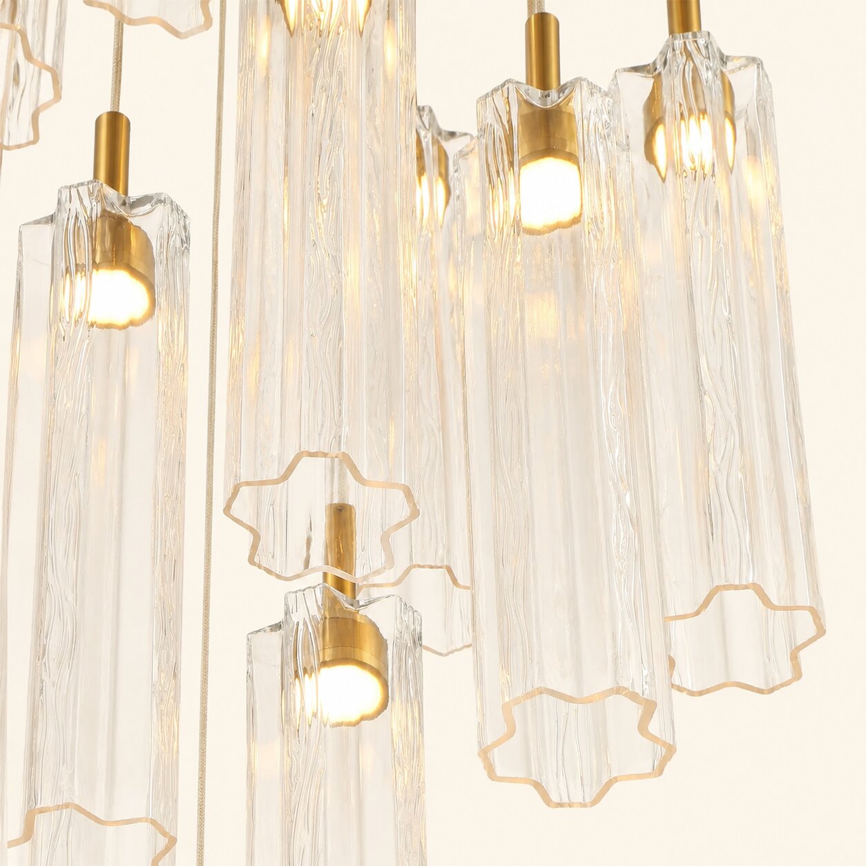 Araña de Luces Múltiples en Cascada LED Integrada de Cristal Estilo Murano Addis 12'', 26'', 36''