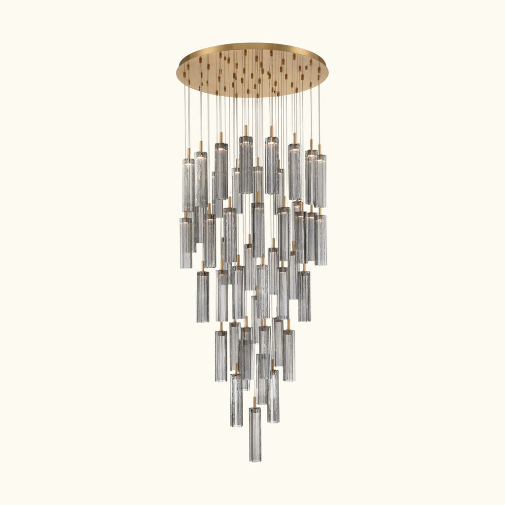 Chandelier with cylindrical lights on a white background