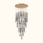 Chandelier with cylindrical lights on a white background