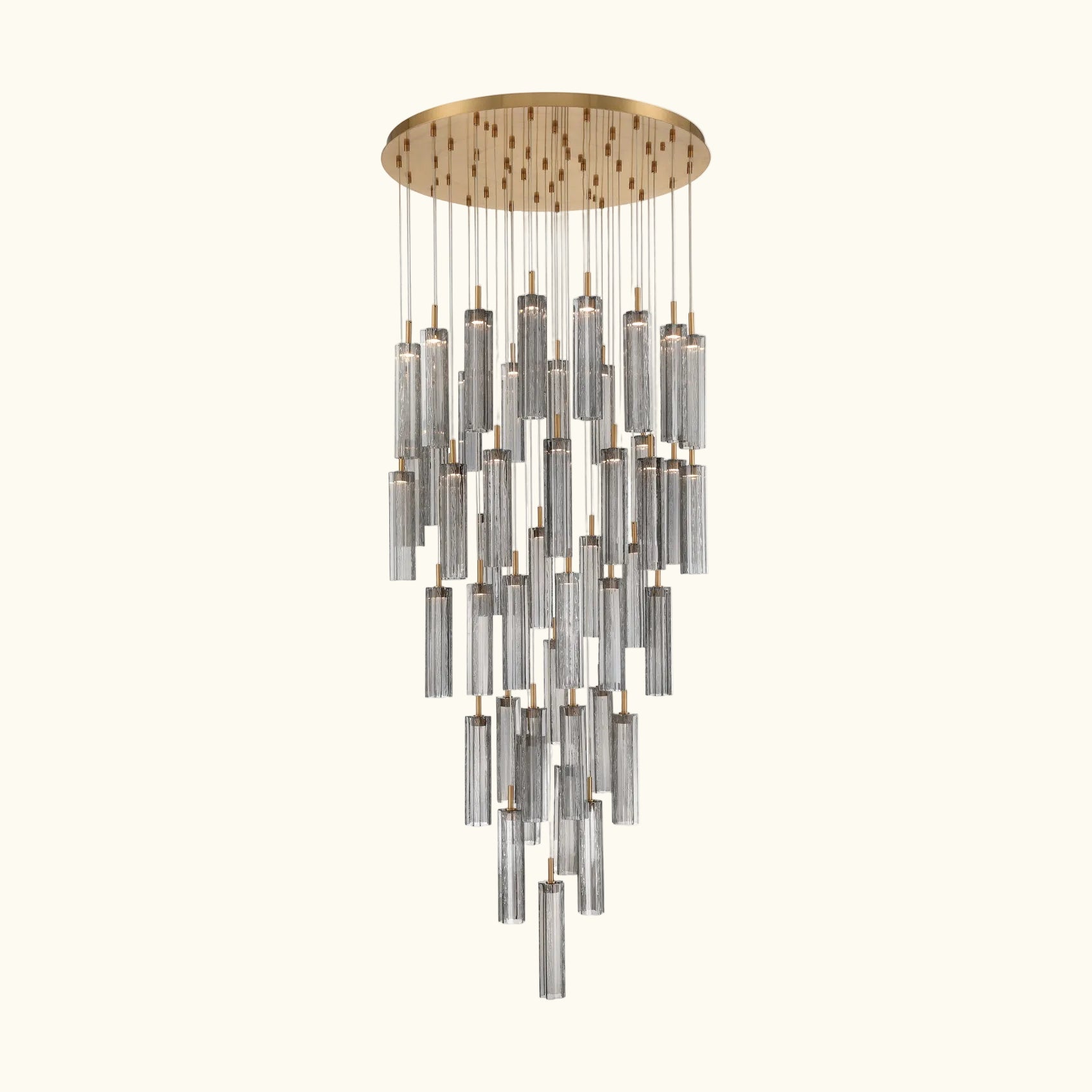 Chandelier with cylindrical lights on a white background