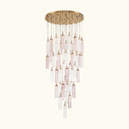 Chandelier with gold and clear glass elements on a white background