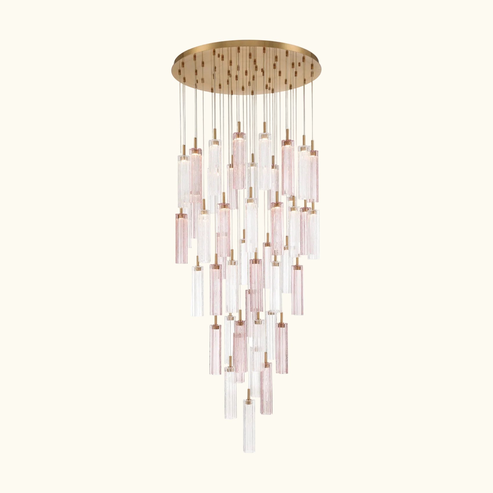 Chandelier with gold and clear glass elements on a white background