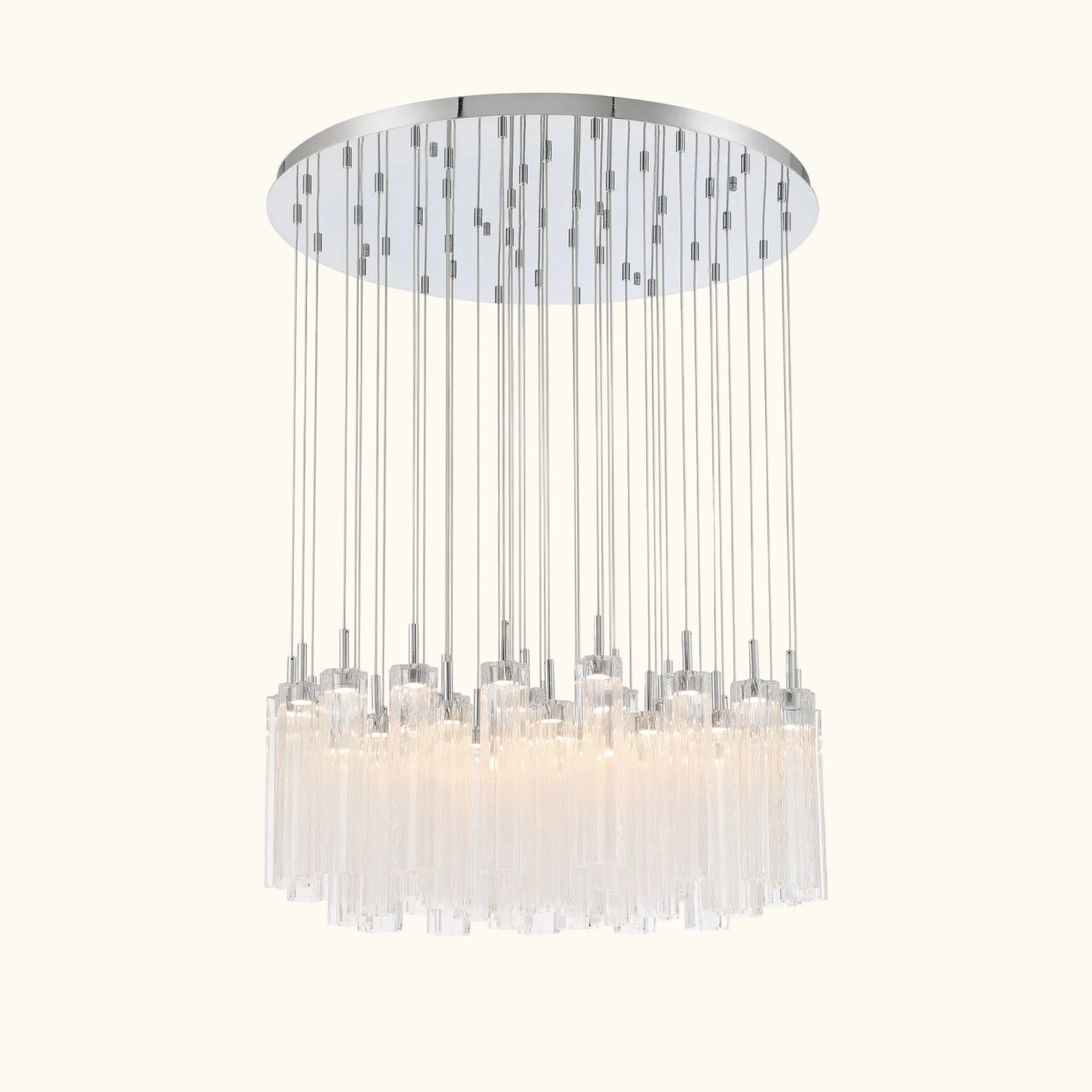 Chandelier with multiple glass shades on a white background