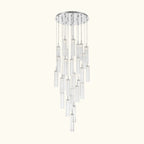 Chandelier with clear glass elements on a white background