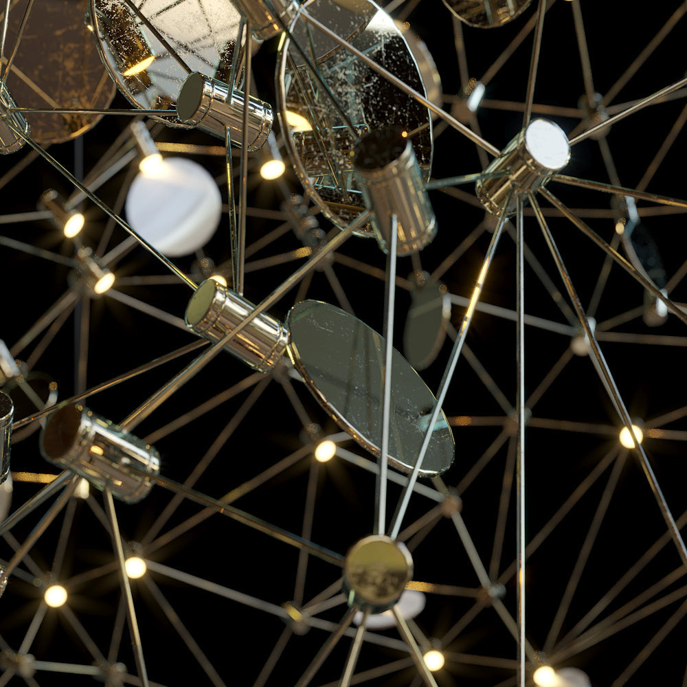 Black Gold Constellation Chandelier chandelier in a tall interior