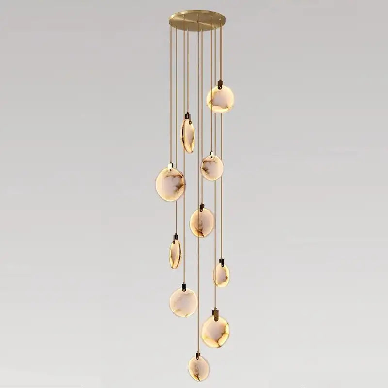 Moonshade Alabaster Disc Stairwell Lighting Chandelier