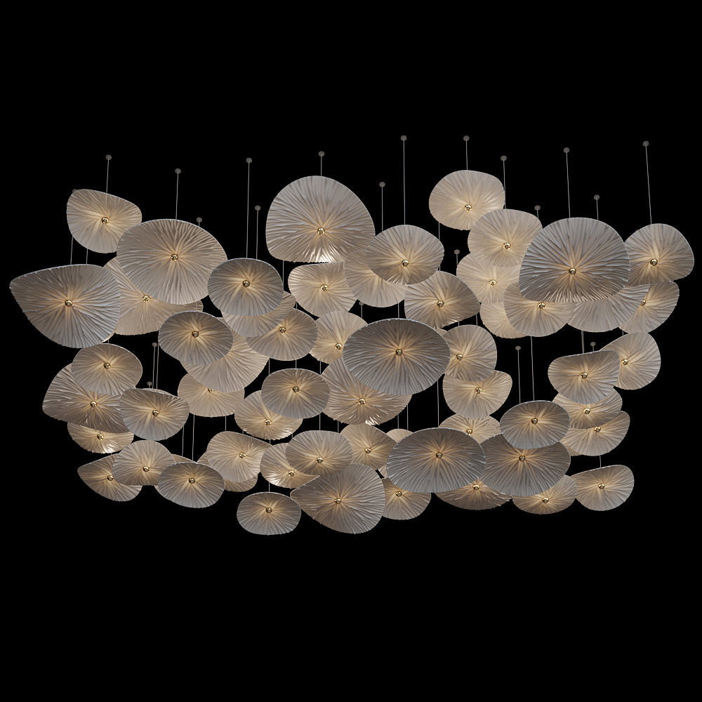 Ivory Pebble Cloud Chandelier chandelier in a tall interior