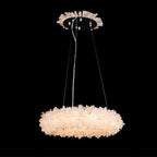 Premium 24-47 Inch Round Clear Geode Quartz Crystal Ring Pendant Light Modern Chandelier for Living Room additional