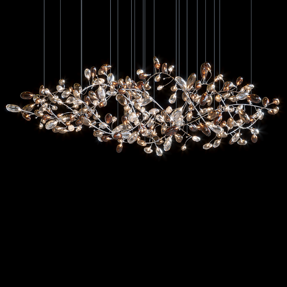 Silver Ribbon Rain Chandelier chandelier in a tall interior