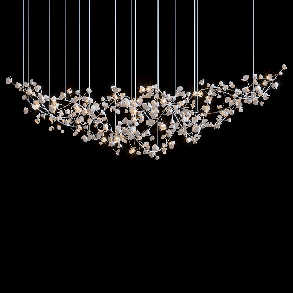 Gold Square Link Chandelier chandelier in a tall interior