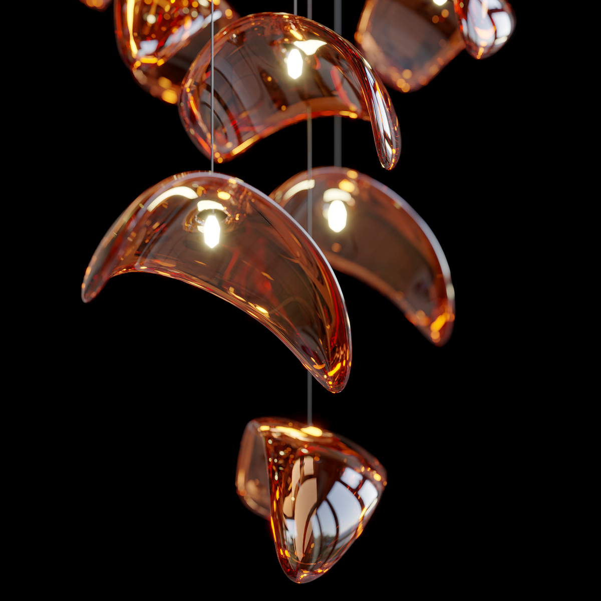 Amber Bell Flight Chandelier chandelier in a tall interior