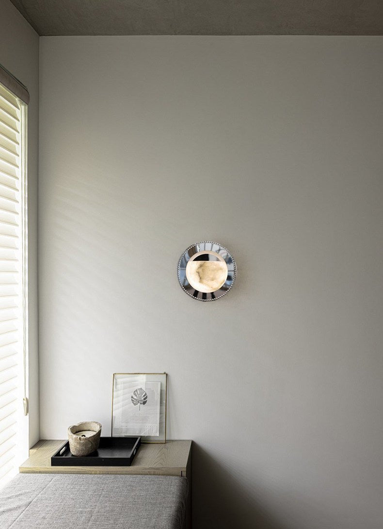 Orbit Pearl Alabaster Wall Light by Bling Lighting Studio