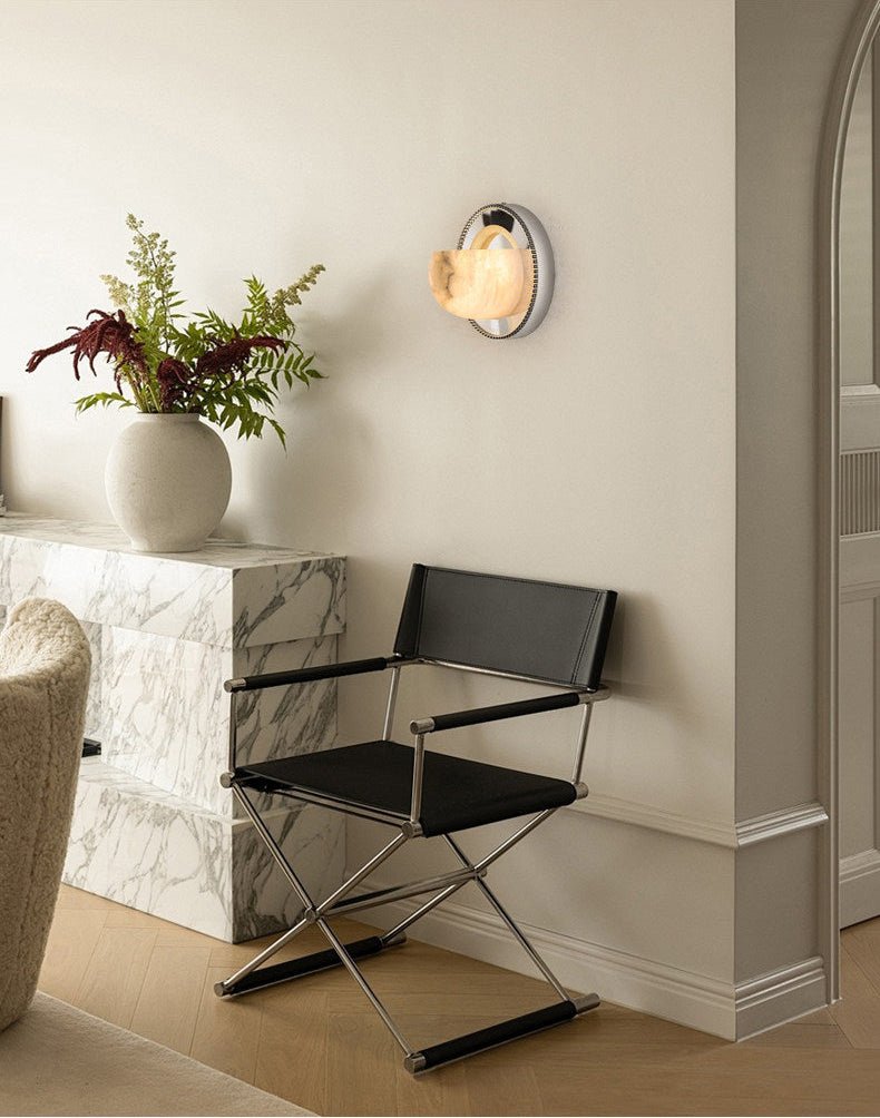 Orbit Pearl Alabaster Wall Light by Bling Lighting Studio