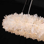 Premium 24-47 Inch Round Clear Geode Quartz Crystal Ring Pendant Light Modern Chandelier for Living Room product image