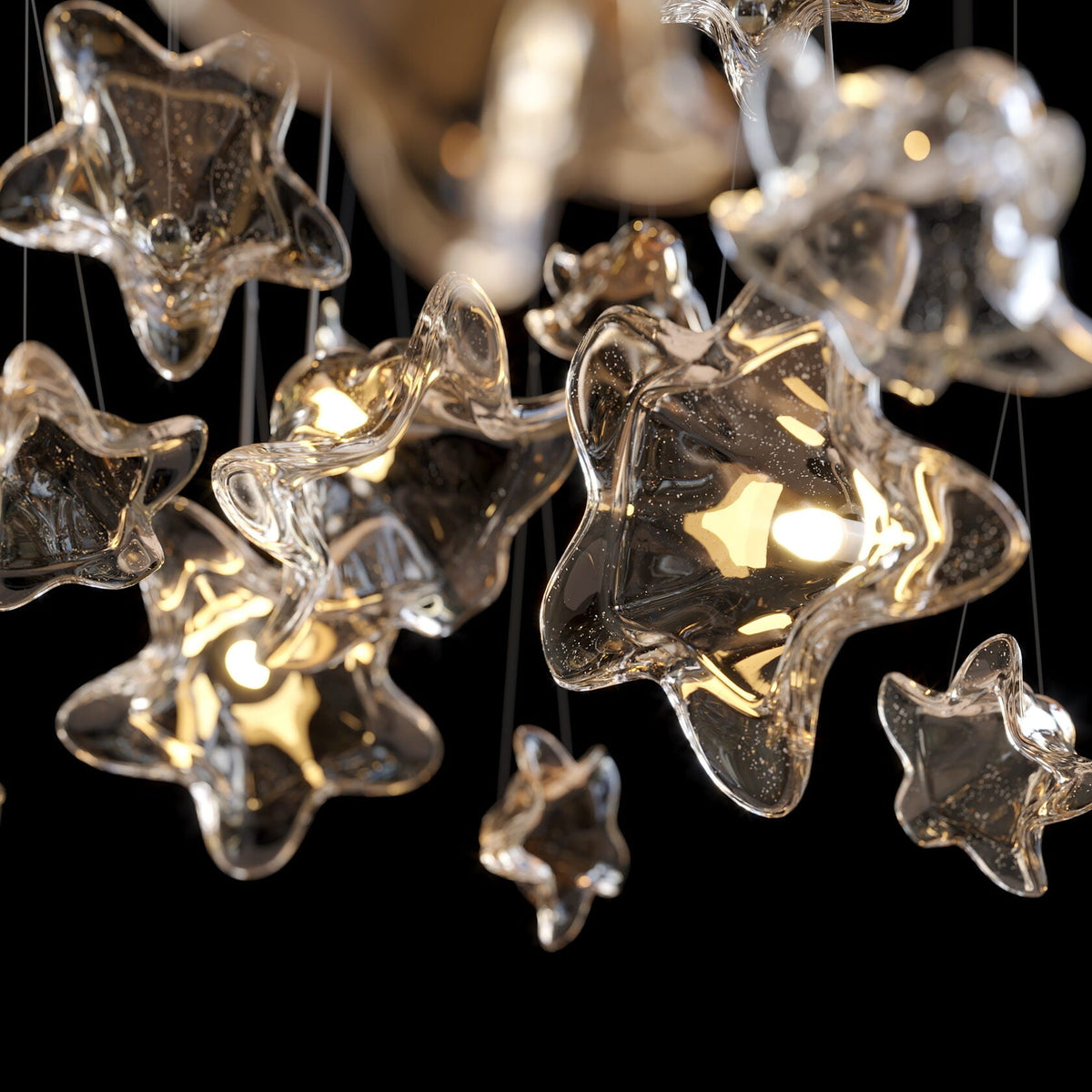 Crystal Star Scatter Chandelier chandelier in a tall interior