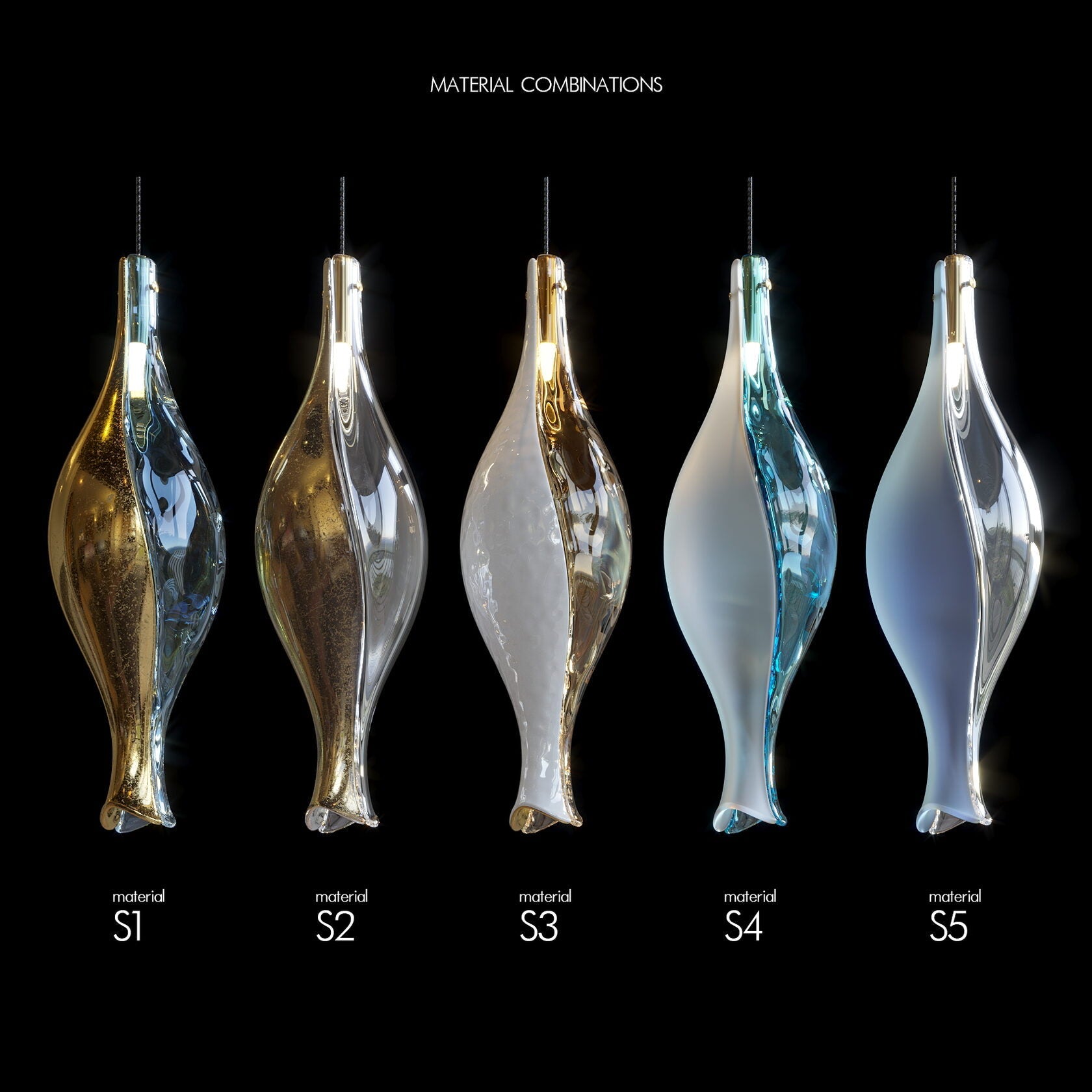 Amber Glass Pod Cascade Chandelier