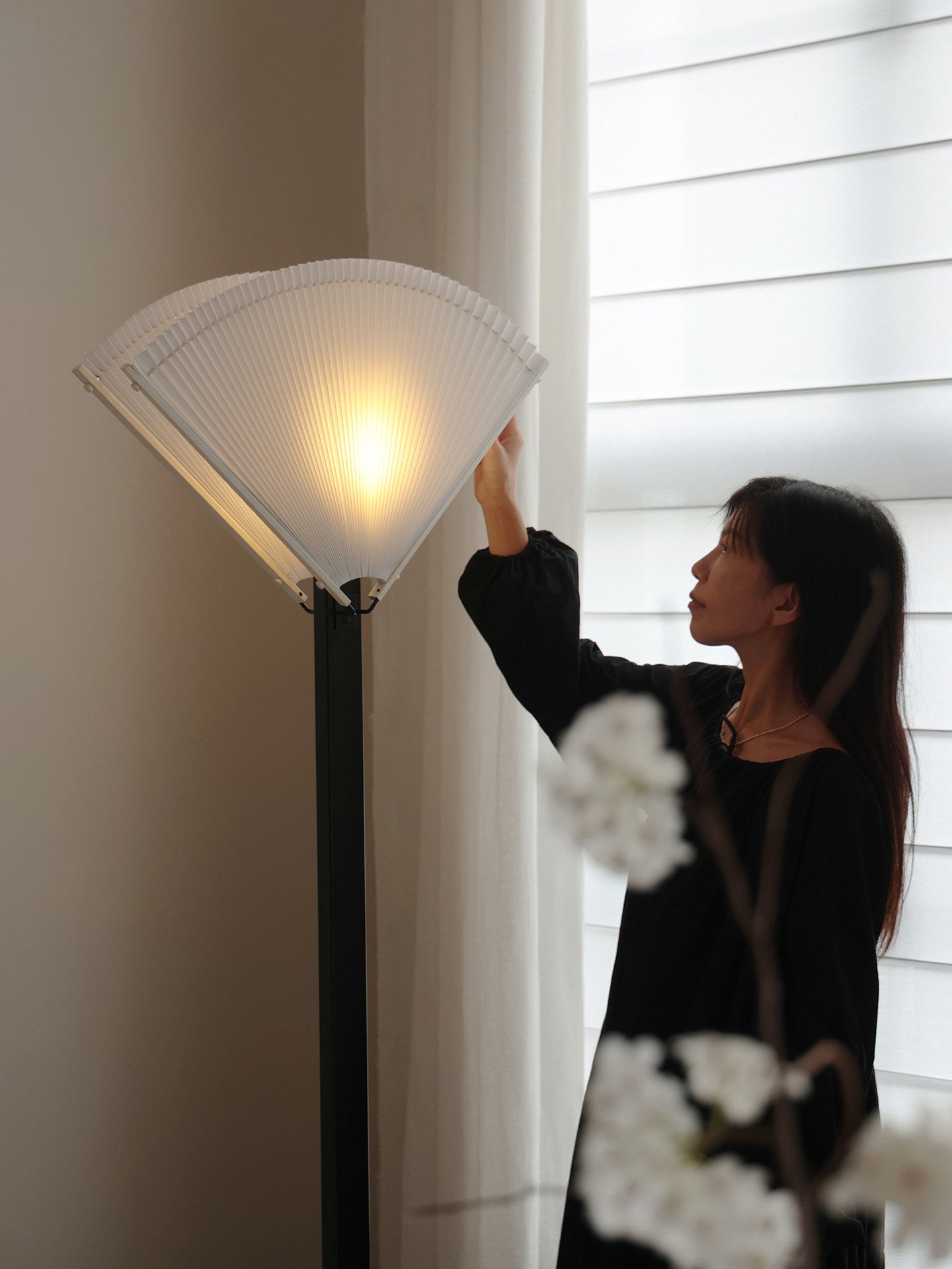 Pleated Fan Floor Lamp by Bling Lighting Studio