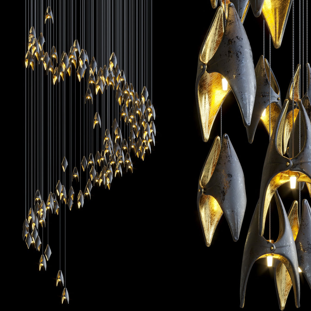 White Bird Orbit Chandelier chandelier in a tall interior
