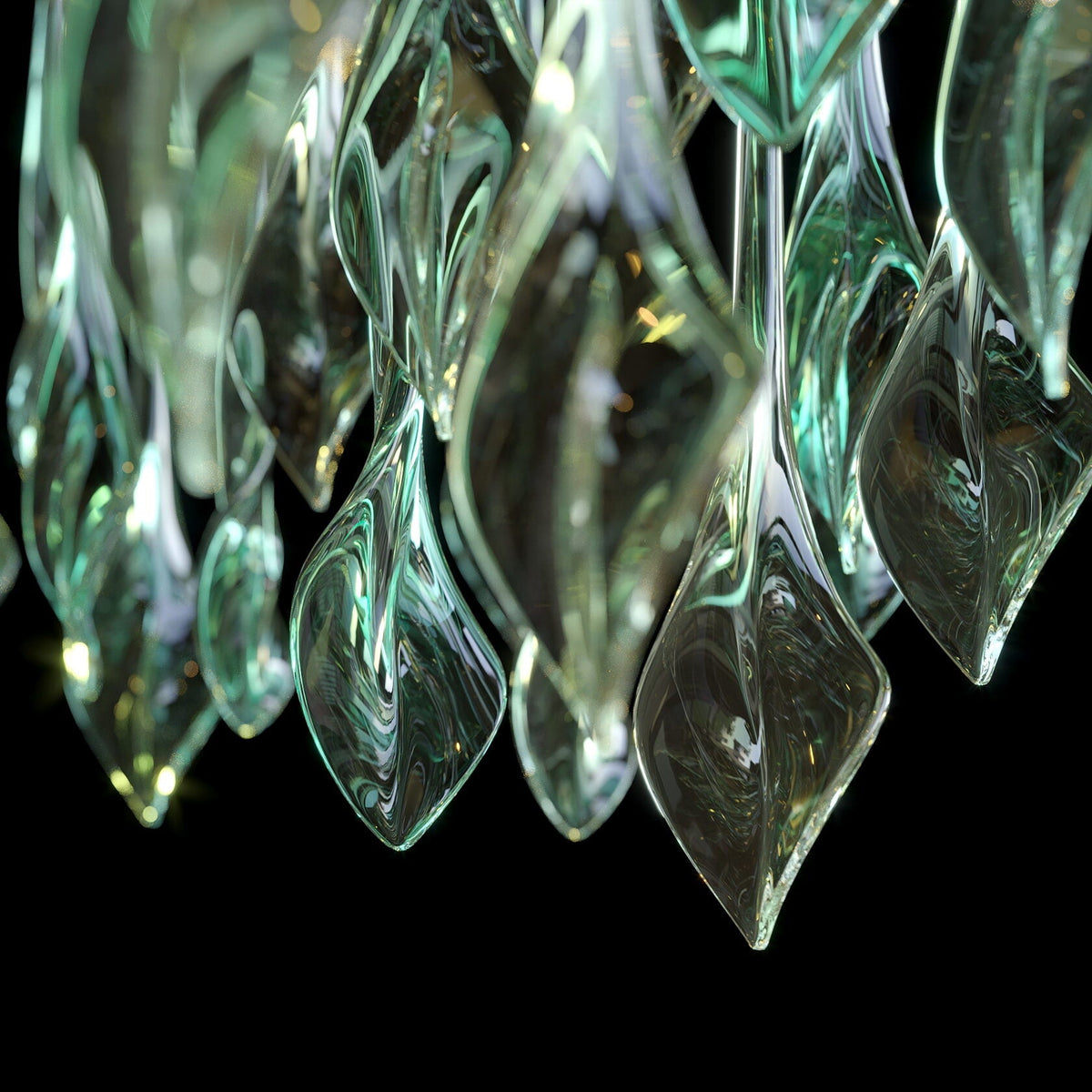 Crystal Drop Rain Chandelier chandelier in a tall interior