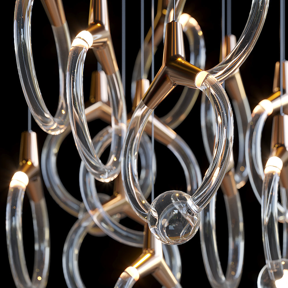 Orvella Crystal Orbit Scatter Chandelier chandelier in a tall interior