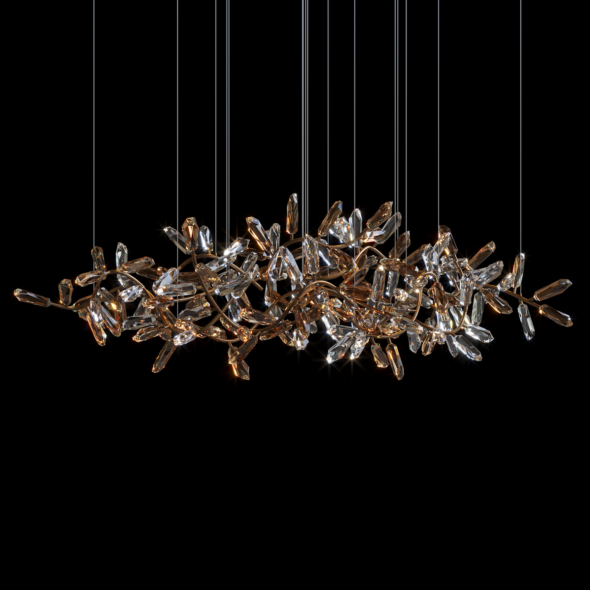Crystal Twig Garland Chandelier chandelier in a tall interior