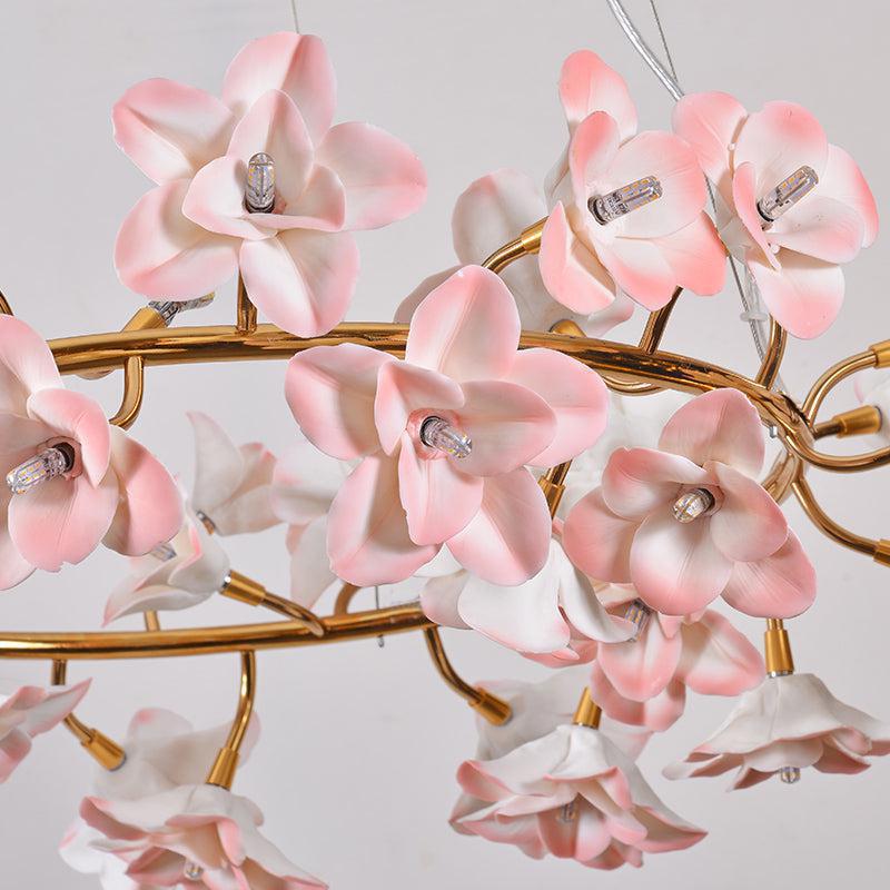 Ceramic Blossom Flower Round Bedroom Chandelier by Bling Lighting Studio