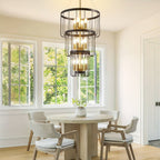 12-Light Farmhouse Staircase Chandelier for high ceiling staircase and foyer lighting