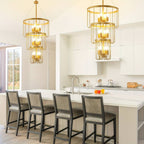 12-Light Farmhouse Staircase Chandelier for high ceiling staircase and foyer lighting