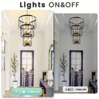 12-Light Farmhouse Staircase Chandelier for high ceiling staircase and foyer lighting